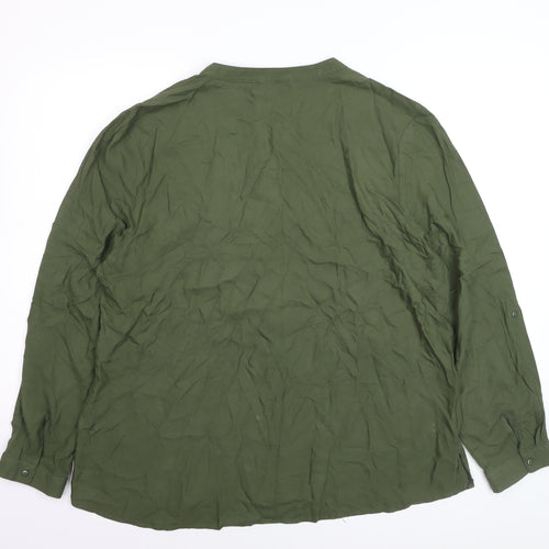 Primark Women's Green Viscose Button-Up Shirt Size 20