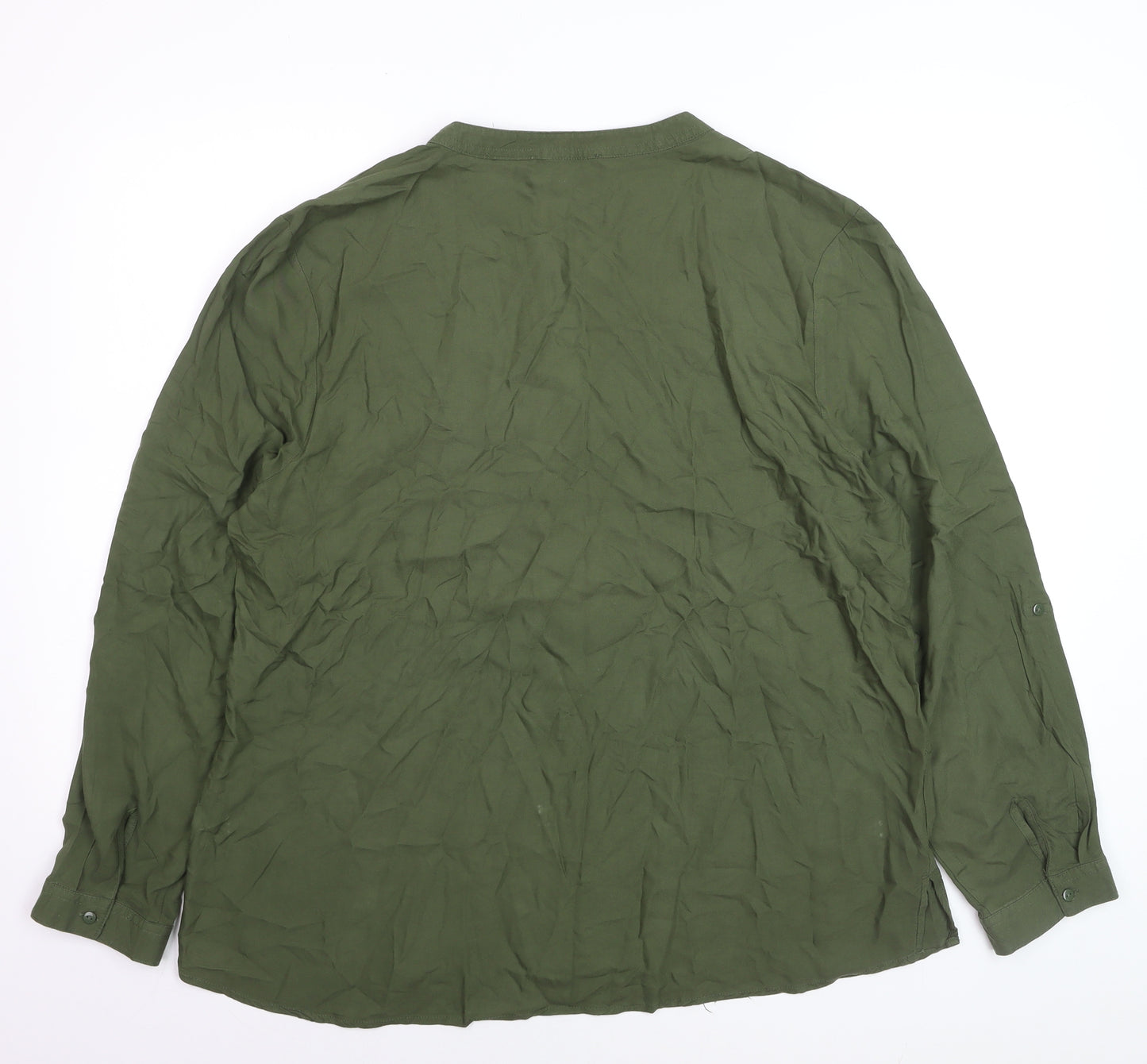 Primark Women's Green Viscose Button-Up Shirt Size 20
