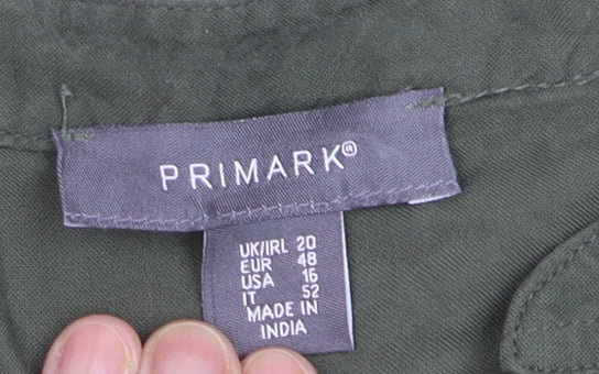 Primark Women's Green Viscose Button-Up Shirt Size 20