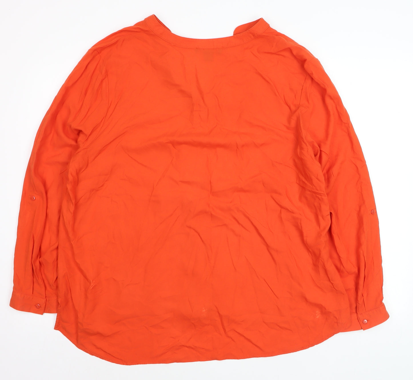 Primark Women Orange Size 20 V-Neck Long Sleeve Button-Up Blouse