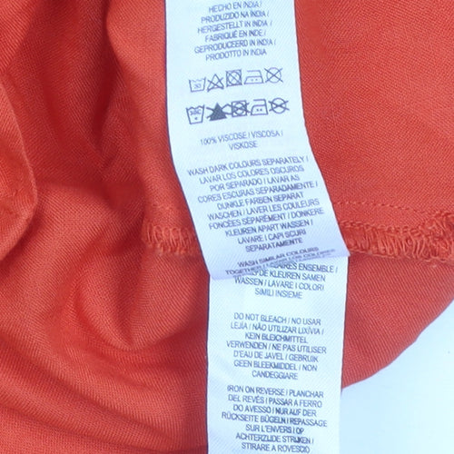 Primark Women Orange Size 20 V-Neck Long Sleeve Button-Up Blouse