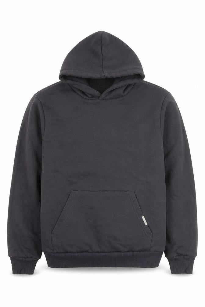 Front view of Closure London Men's Black Pullover Hoodie Medium Cotton Blend
