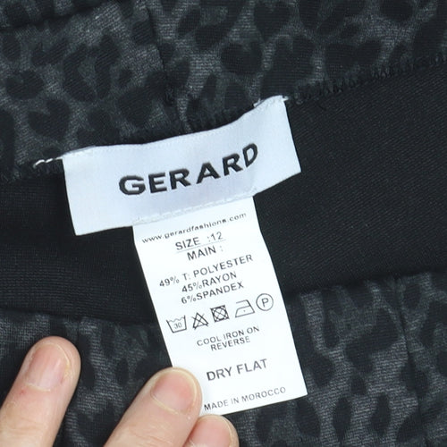 Gerard Women’s Black Animal Print Stretch Leggings Size 12