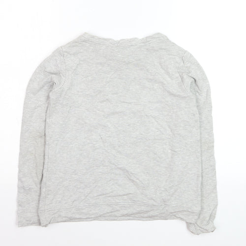 Oasis Girls Grey Floral Pullover Jumper Small Viscose Blend Long Sleeve