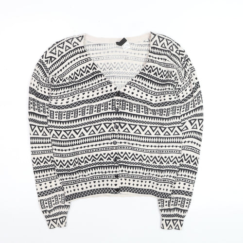 H&M Divided Women's Black & White Aztec Knit Cardigan Size 10