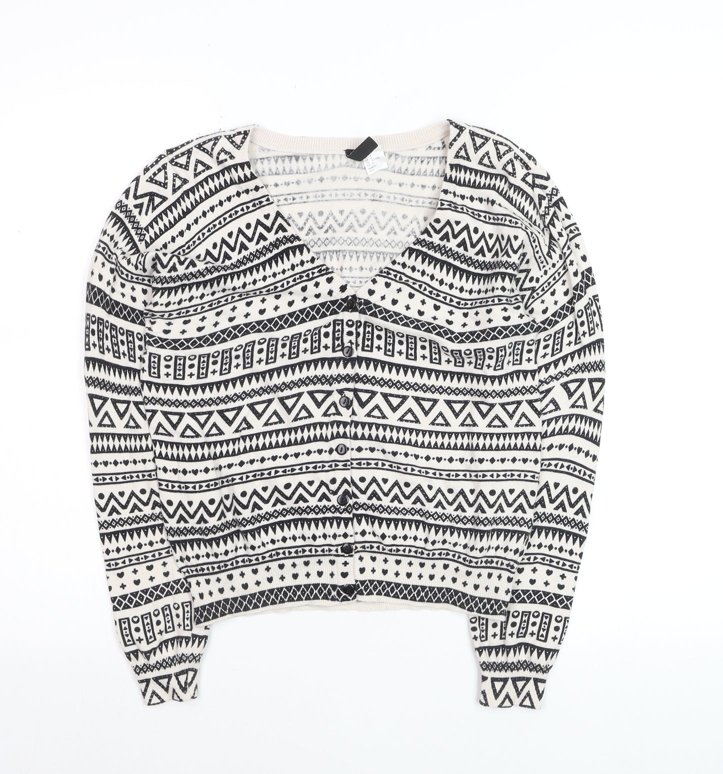 H&M Divided Women's Black & White Aztec Knit Cardigan Size 10