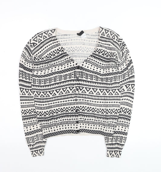 H&M Divided Women's Black & White Aztec Knit Cardigan Size 10