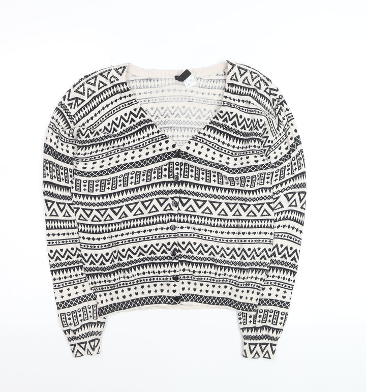 H&M Divided Women's Black & White Aztec Knit Cardigan Size 10