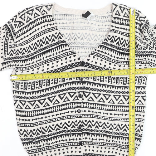 H&M Divided Women's Black & White Aztec Knit Cardigan Size 10