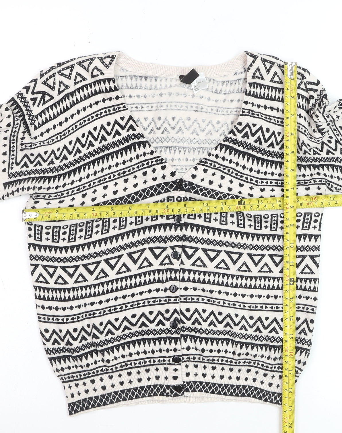 H&M Divided Women's Black & White Aztec Knit Cardigan Size 10