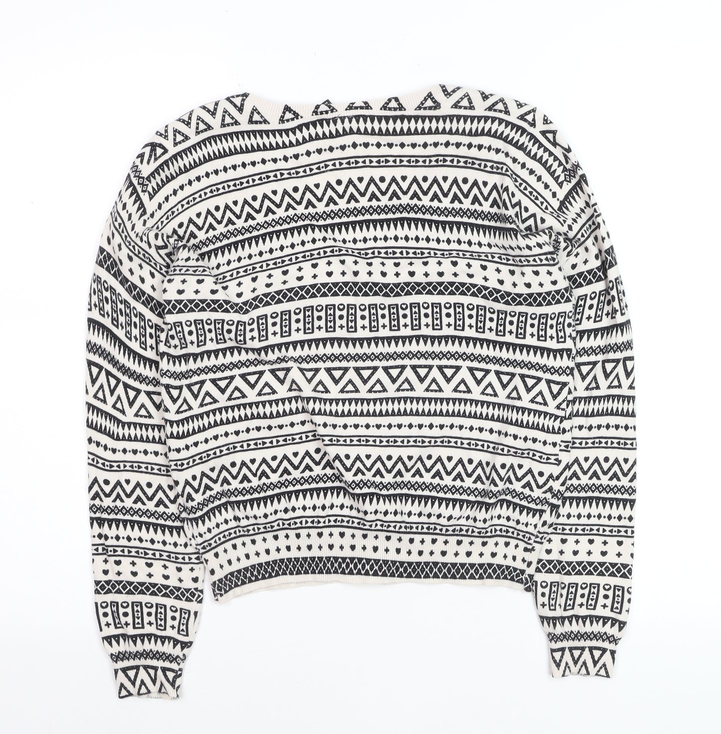 H&M Divided Women's Black & White Aztec Knit Cardigan Size 10
