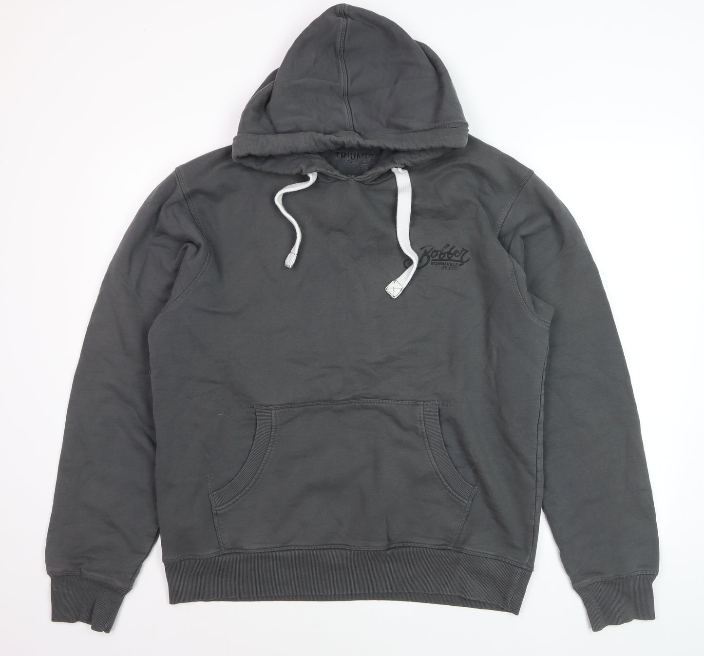 Triumph Mens Grey Pullover Hoodie L Motorcycle Graphic Sweatshirt