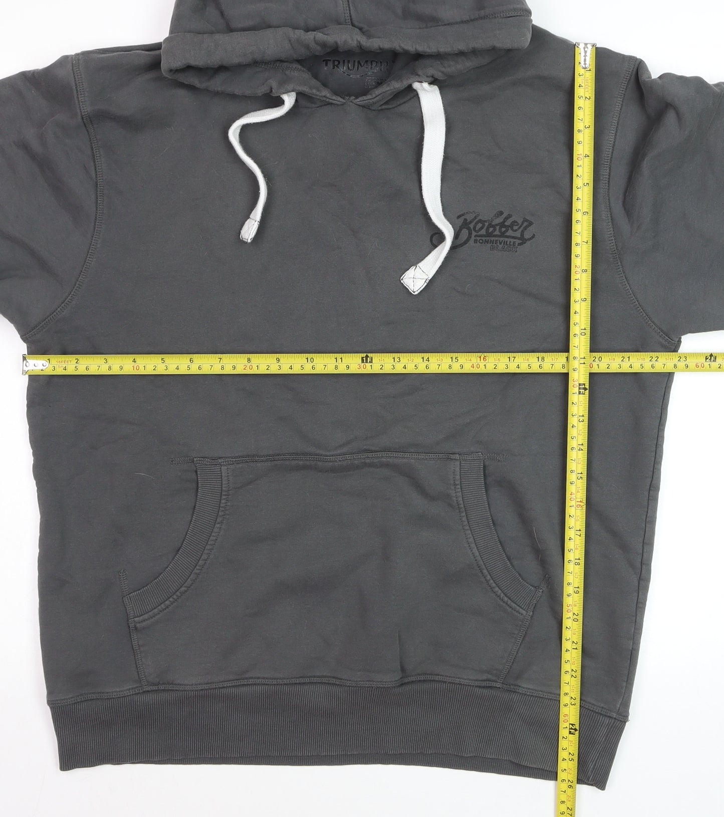 Triumph Mens Grey Pullover Hoodie L Motorcycle Graphic Sweatshirt