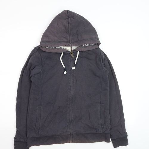 Fat Face Boys Grey Full Zip Hoodie Cotton Blend Sherpa Lined Size L
