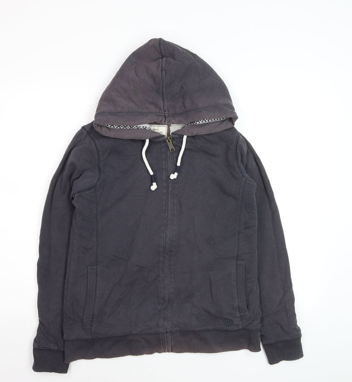 Fat Face Boys Grey Full Zip Hoodie Cotton Blend Sherpa Lined Size L