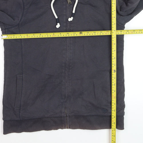 Fat Face Boys Grey Full Zip Hoodie Cotton Blend Sherpa Lined Size L