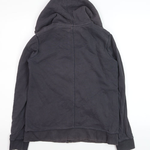 Fat Face Boys Grey Full Zip Hoodie Cotton Blend Sherpa Lined Size L