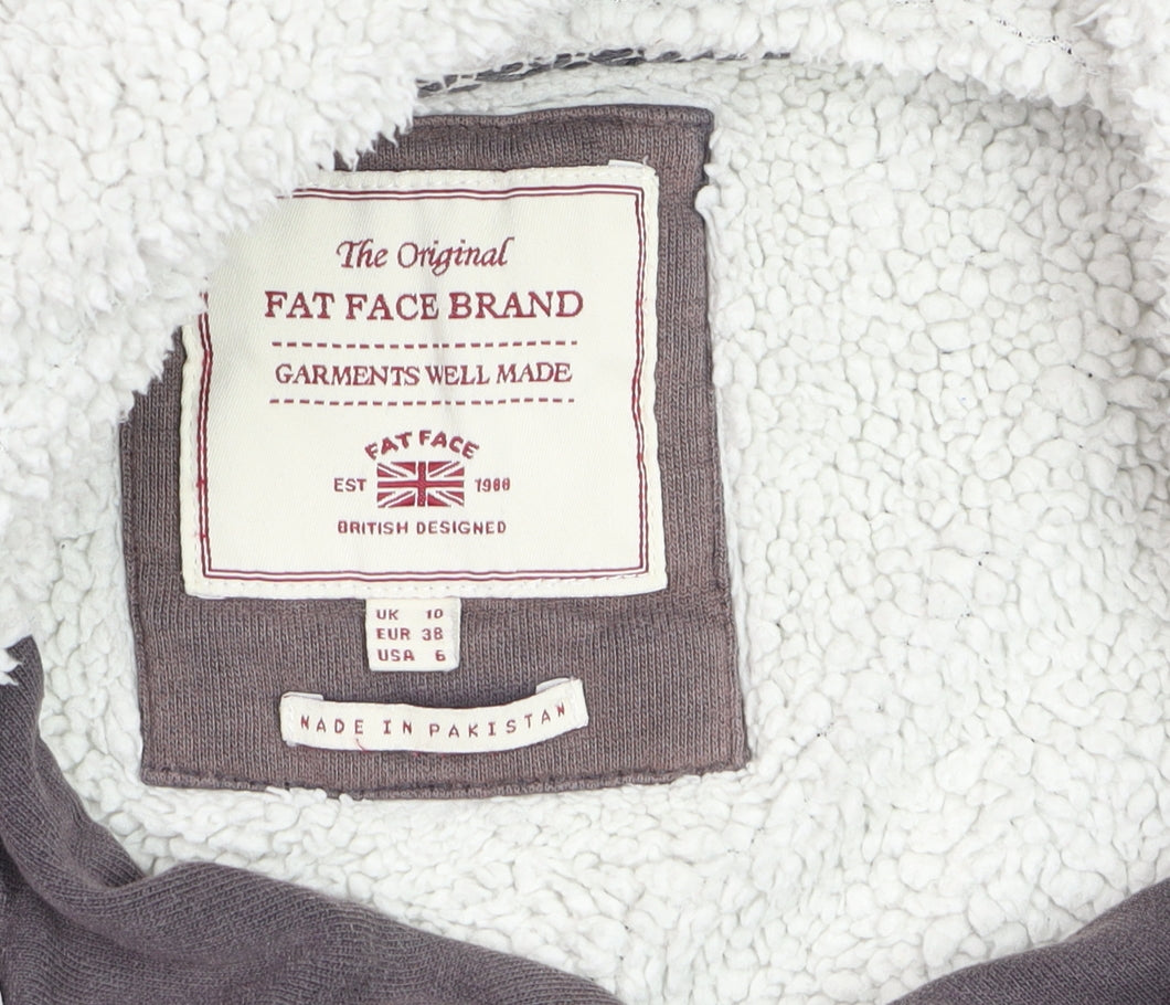 Fat Face Boys Grey Full Zip Hoodie Cotton Blend Sherpa Lined Size L