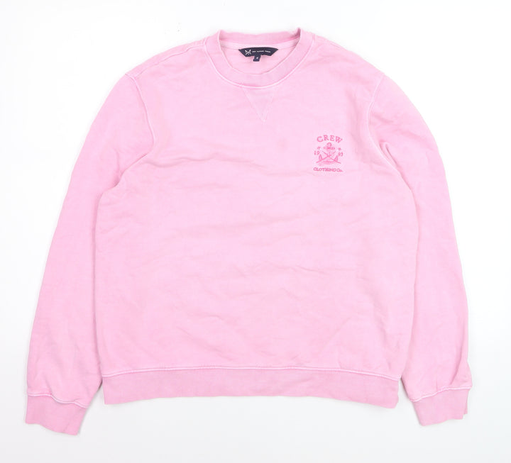 Crew Clothing Women Pink Cotton Elastane Pullover Sweatshirt Size 8
