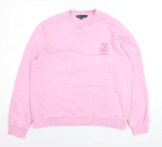 Crew Clothing Women Pink Cotton Elastane Pullover Sweatshirt Size 8