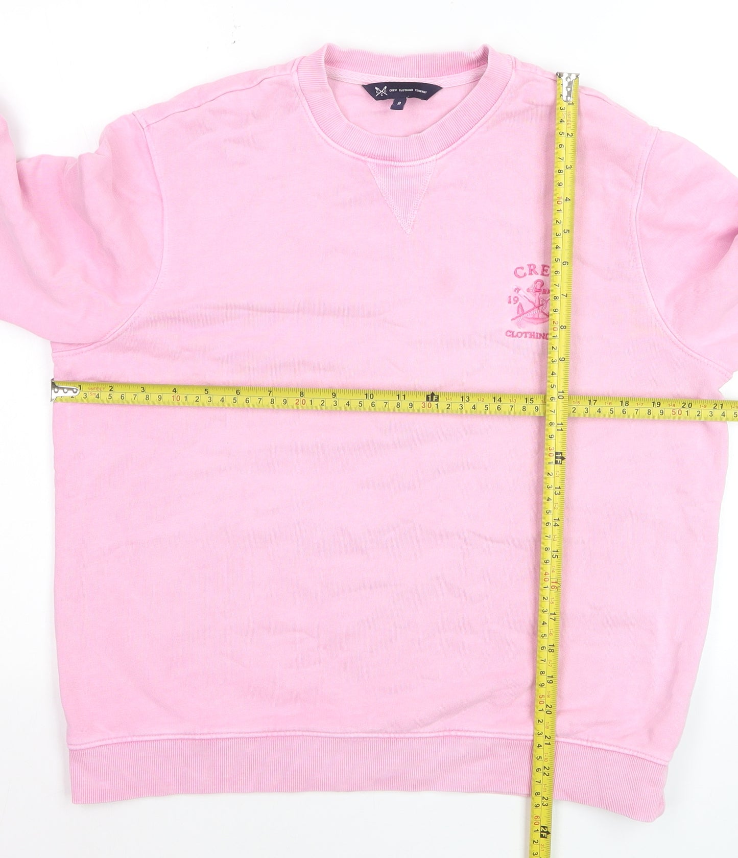 Crew Clothing Women Pink Cotton Elastane Pullover Sweatshirt Size 8