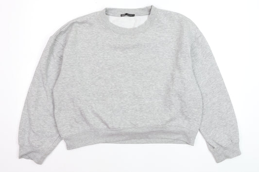 ZARA Women Grey Crew Neck Pullover Sweatshirt Size L