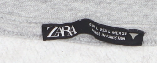 ZARA Women Grey Crew Neck Pullover Sweatshirt Size L