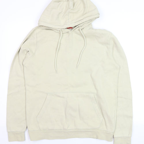Topman Men’s Beige Pullover Hoodie XS Classic Fit Cotton Blend