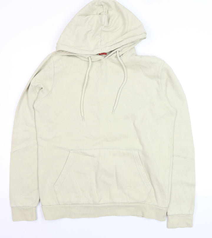 Topman Men’s Beige Pullover Hoodie XS Classic Fit Cotton Blend