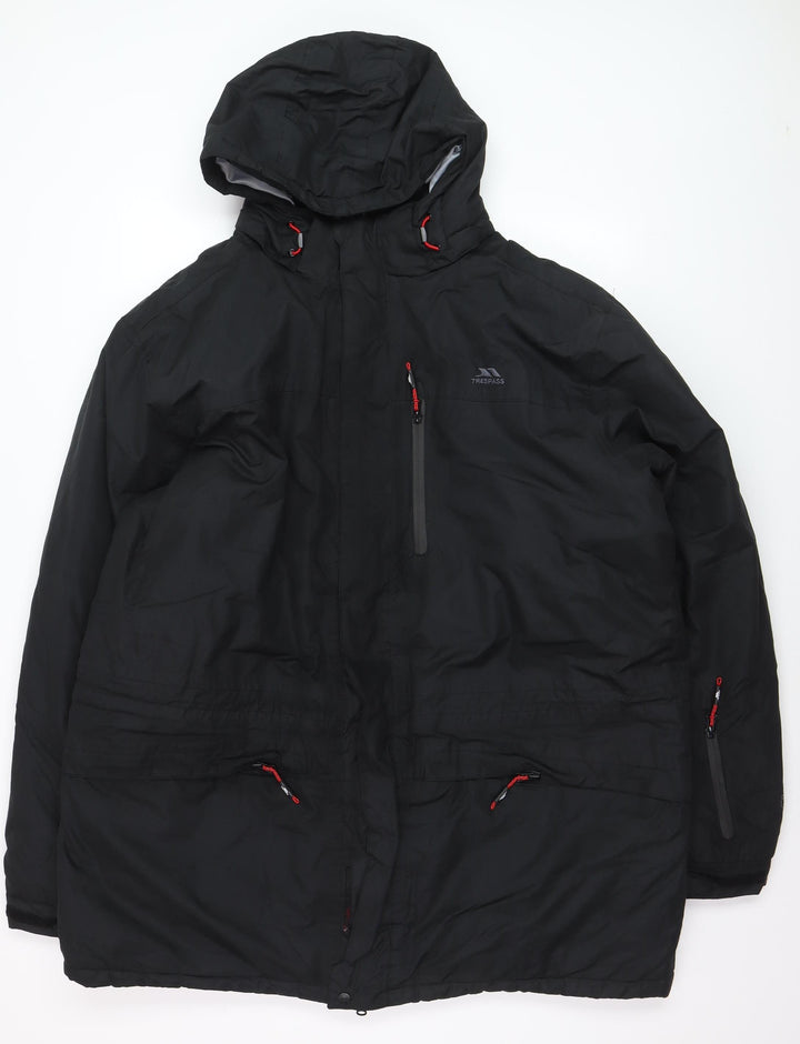 Trespass Men's Black 2XL Waterproof Hooded Parka Jacket
