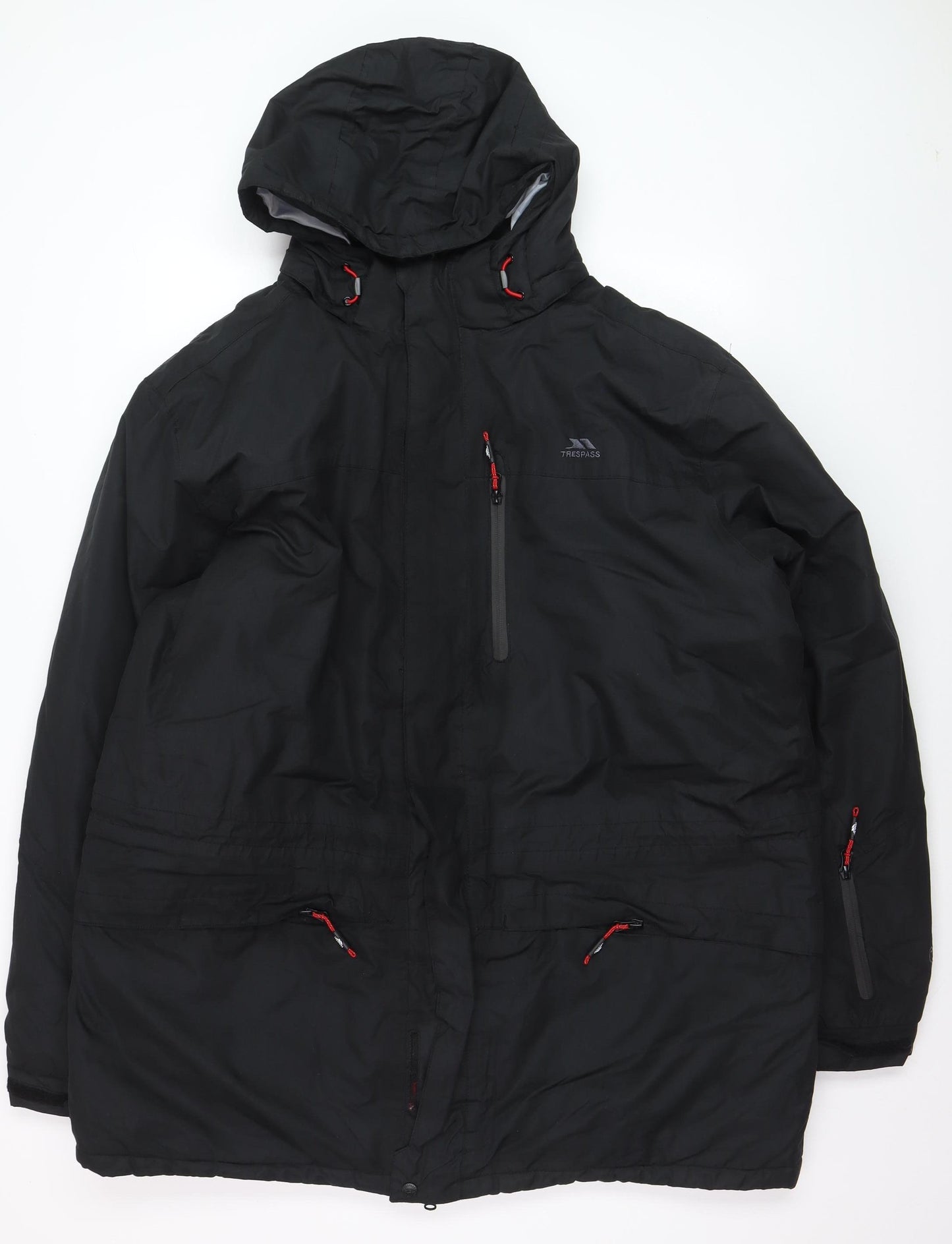 Trespass Men's Black 2XL Waterproof Hooded Parka Jacket