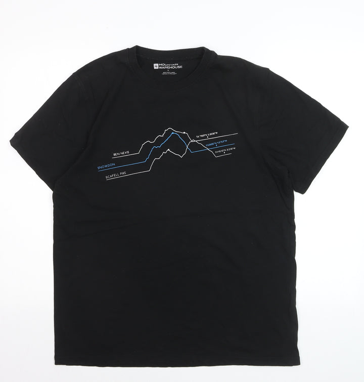 Mountain Warehouse Men’s Black Outdoor Graphic Crew Neck T-Shirt M