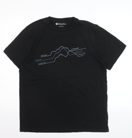 Mountain Warehouse Men’s Black Outdoor Graphic Crew Neck T-Shirt M