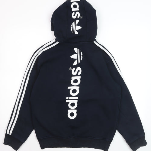 Adidas Mens Blue Full Zip Hoodie Size M Logo Sports Cotton Sweatshirt
