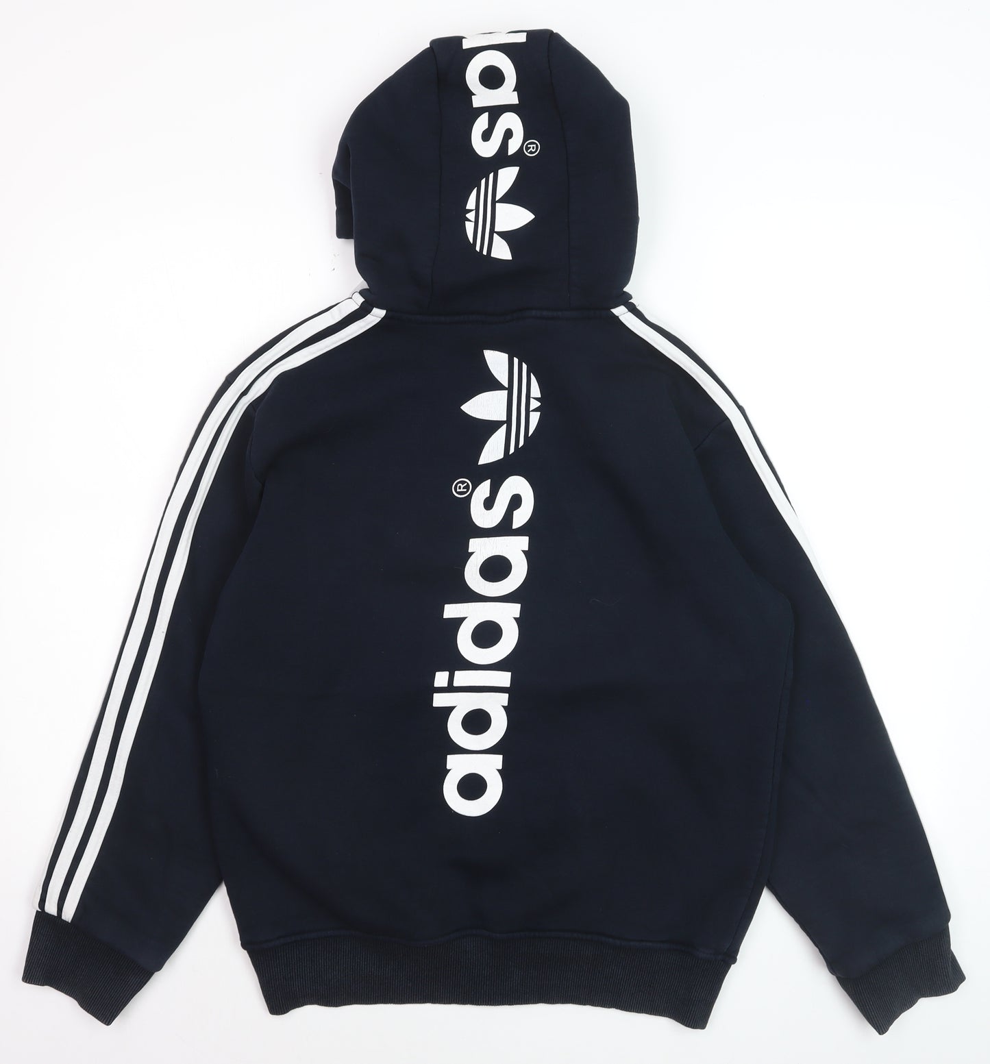 Adidas Mens Blue Full Zip Hoodie Size M Logo Sports Cotton Sweatshirt