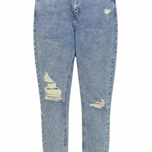 Noisy May Women's Blue Mom Jeans Size 10 High Waist Distressed Denim