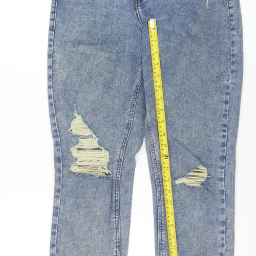 Noisy May Women's Blue Mom Jeans Size 10 High Waist Distressed Denim