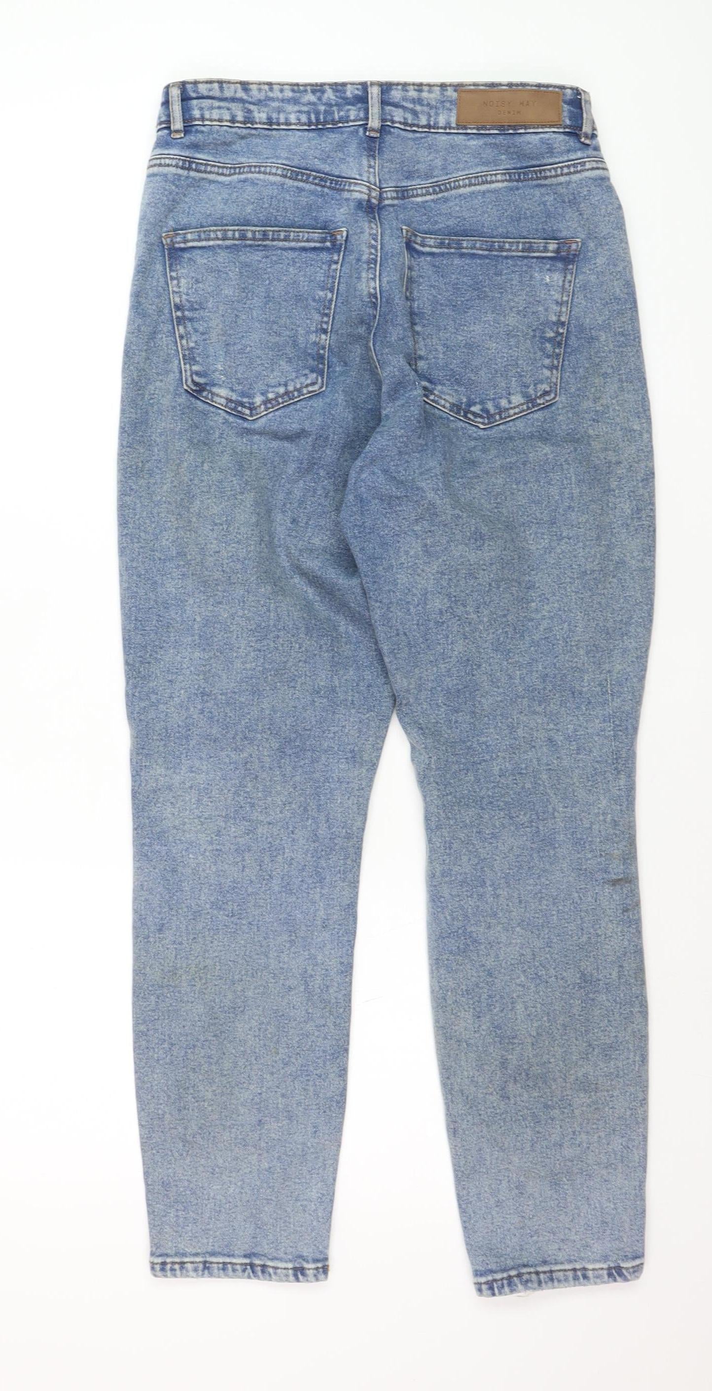 Noisy May Women's Blue Mom Jeans Size 10 High Waist Distressed Denim
