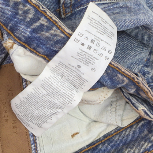 Noisy May Women's Blue Mom Jeans Size 10 High Waist Distressed Denim