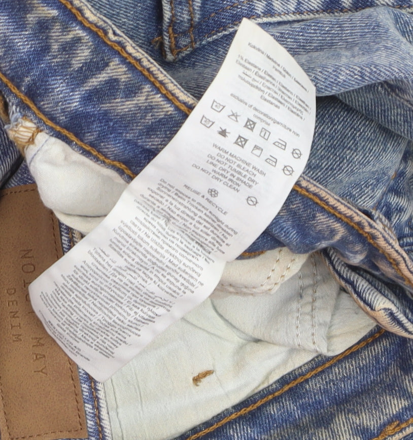 Noisy May Women's Blue Mom Jeans Size 10 High Waist Distressed Denim