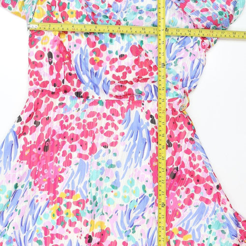 Girl In Mind Womens Multicoloured Size 10 Puff Sleeve Wrap Dress