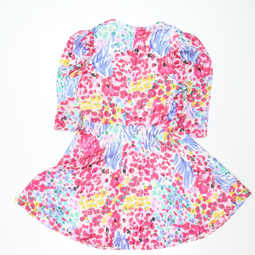 Girl In Mind Womens Multicoloured Size 10 Puff Sleeve Wrap Dress