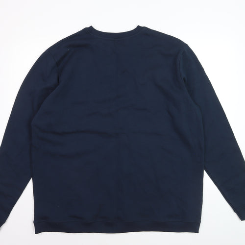 Teemill Men’s Blue 2XL Crew Neck Pullover Sweatshirt with Graphic Print