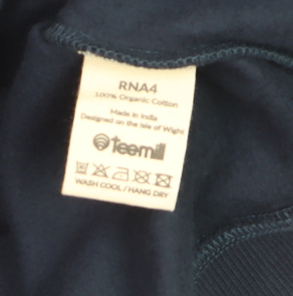 Teemill Men’s Blue 2XL Crew Neck Pullover Sweatshirt with Graphic Print