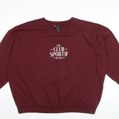 New Look Mens Red XL Pullover Sweatshirt Le Club Sportif Crew Neck