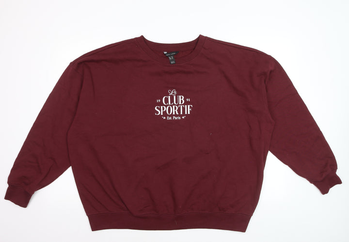 New Look Mens Red XL Pullover Sweatshirt Le Club Sportif Crew Neck
