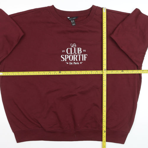 New Look Mens Red XL Pullover Sweatshirt Le Club Sportif Crew Neck