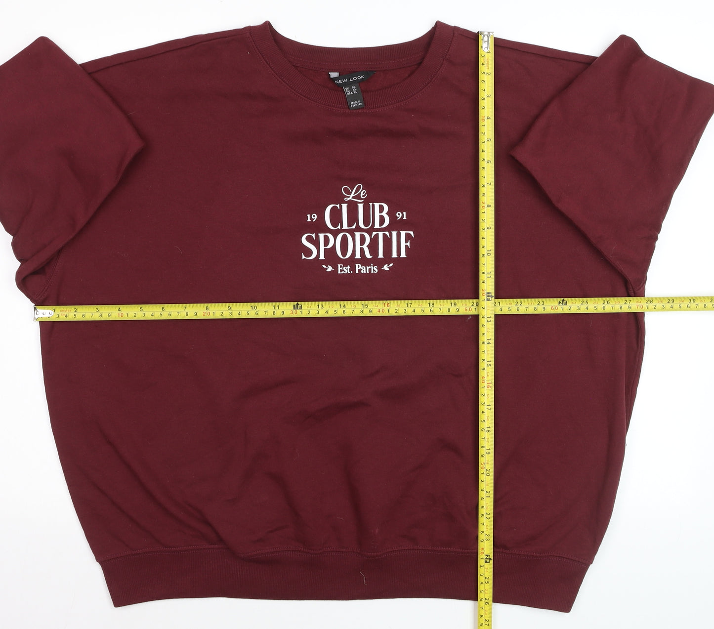 New Look Mens Red XL Pullover Sweatshirt Le Club Sportif Crew Neck