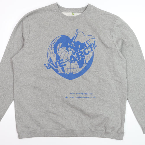Teemill Men's Grey Graphic Print Sweatshirt 2XL Organic Cotton Crew Neck