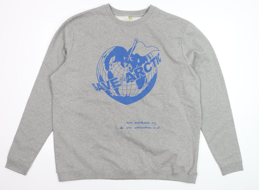 Teemill Men's Grey Graphic Print Sweatshirt 2XL Organic Cotton Crew Neck